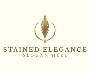 Elegant Feather Pen logo design