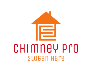 Chimney - Orange Home Maze logo design