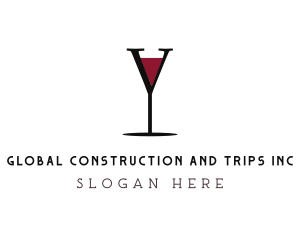 Bar - Wine Glass Bar Letter Y logo design