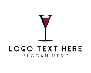 Wine Glass Bar Letter Y Logo