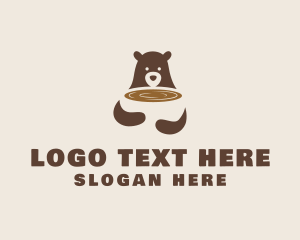 Caffeine - Grizzly Bear Cafe logo design