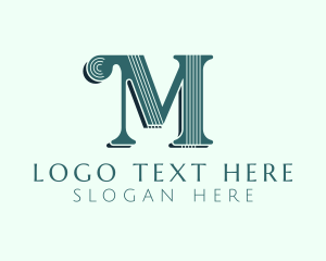 Letter M - Retro Stripes Tailor logo design
