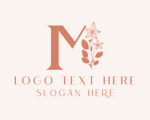 Beauty Salon - Orchid Plant Letter M logo design