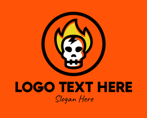 Skeletal - Fire Skull Head Fuel logo design