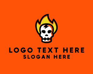 Pirate - Fire Skull Head logo design