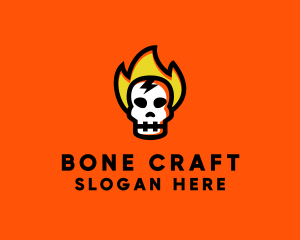 Skeletal - Fire Skull Head logo design