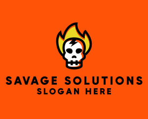Thug - Fire Skull Head logo design