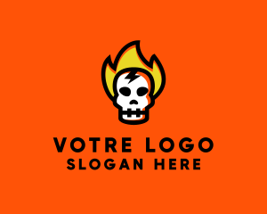 Heavy Metal - Fire Skull Head logo design