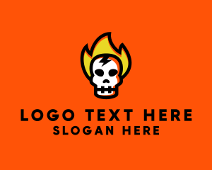 Fuel - Fire Skull Head logo design