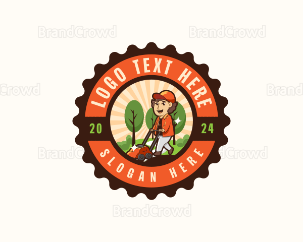 Lawn Yard Mower Gardener Logo