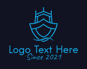 Fish Port - Minimalist Ship Shield logo design