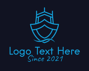 Blue - Minimalist Ship Shield logo design