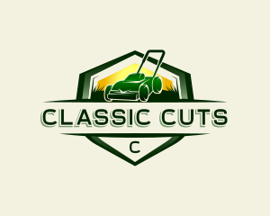 Grass Cutter Lawn Mower logo design