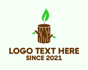 Nature - Tree Stump Candle logo design