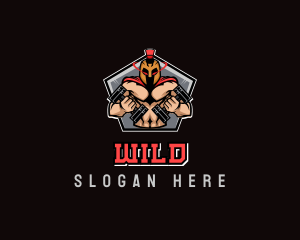 Trainer - Gladiator Dumbell Muscle logo design