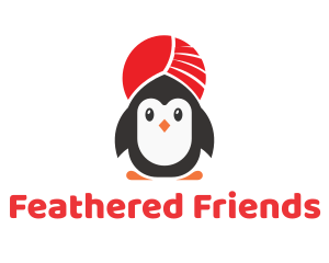 Turban Penguin Headdress logo design