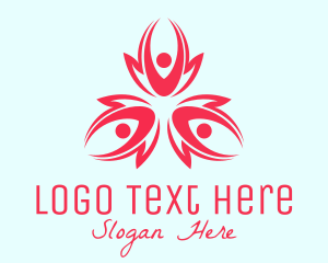 People - Flower Yoga People logo design