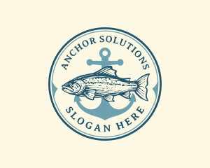 Trout Fish Anchor logo design