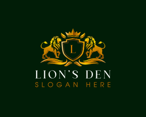 Lion Crown Crest logo design