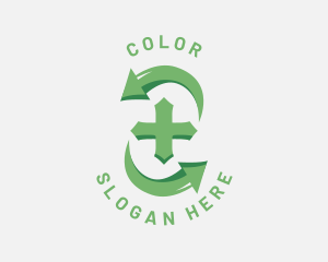 Utility - Green Cross Cycle logo design