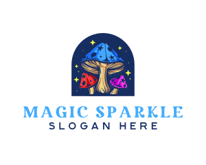 Psychedelic Sparkling Mushroom logo design