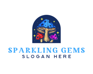 Psychedelic Sparkling Mushroom logo design