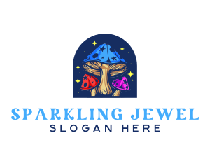 Psychedelic Sparkling Mushroom logo design