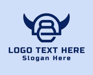 Gym Equipment - Blue Kettlebell Horns logo design