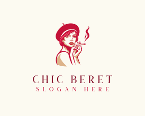 Cigarette Beret Woman logo design