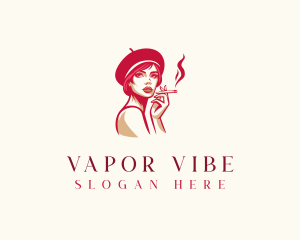 Cigarette Beret Woman logo design