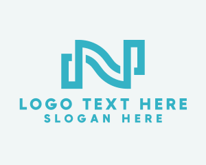 Waterpark - Aquatic Wave Loop Letter N logo design