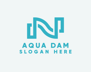 Dam - Aquatic Wave Loop Letter N logo design