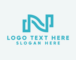 Bridge - Aquatic Wave Loop Letter N logo design