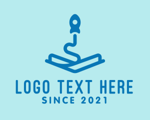 Digital Solution - Blue Rocket Book logo design