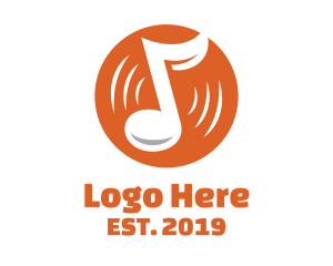 Dj - Orange Vinyl Music logo design
