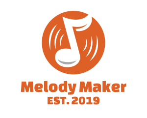 Singer - Orange Vinyl Music logo design