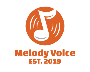 Singer - Orange Vinyl Music logo design