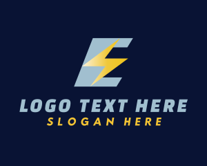 Logistics - Energy Thunder Letter E logo design