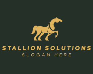 Stallion - Golden Horse Stallion logo design