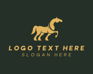 Equestrian - Golden Horse Stallion logo design