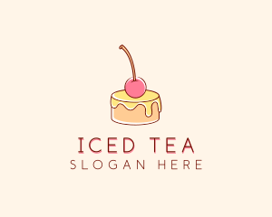 Cherry Pudding Dessert logo design