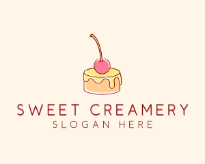 Cherry Pudding Dessert logo design