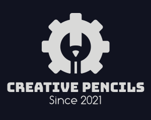 Engineering Pencil Cogwheel logo design