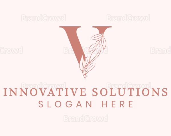 Elegant Leaves Letter V Logo