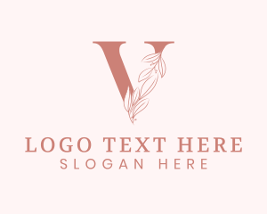 Beauty Wellness - Elegant Leaves Letter V logo design