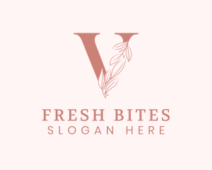 Beauty Wellness - Elegant Leaves Letter V logo design