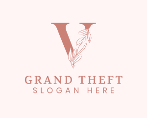 Shop - Elegant Leaves Letter V logo design