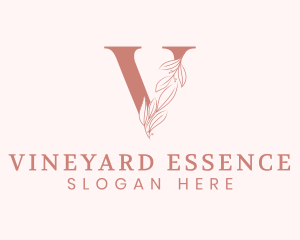 Elegant Leaves Letter V logo design