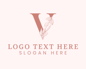 Beauty Parlour - Elegant Leaves Letter V logo design