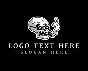 Skeleton - Tobacco Skull Smoke logo design